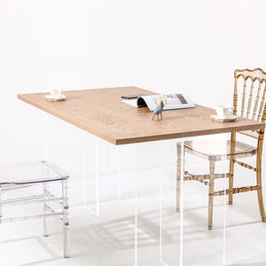 Mesa de Comedor Flotante Acrílica Minimalista Moderna, Color Madera Natural, Rectangular, Estable, Muebles para Sala de Estar - Product Image 3