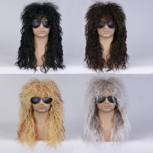 Parrucca da Commercio Estero, Capelli Lunghi Ricci, Costume di Scena, Stile Popolare Halloween, Acconciatura Voluminosa da Uomo, Look Zelotti/Paria, Copertura Completa - Product Image 1