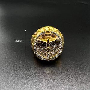 힙합 스타일 18K 골드 예수 십자가 방수 변색 방지 도금 스테인리스 스틸 남성용 반지 - Product Image 2