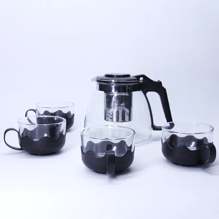 Prix de gros 750Ml 950Ml 1200Ml ensemble de cinq pièces cafetière théière en verre avec passoire