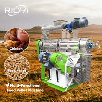 Machine extrudeuse de granulés d'aliments pour animaux RICHI - Machine à granulés économe en énergie pour aliments pour poulets 1000 kg/h