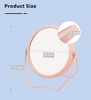 Miroir de maquillage pliable rose mignon, design circulaire de bureau personnalisé, support métallique réglable, rotation verticale