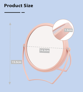 Miroir de maquillage pliable rose mignon, design circulaire de <span class=keywords><strong>bureau</strong></span> personnalisé, support métallique réglable, rotation verticale - Product Image 4