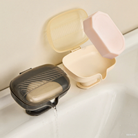 Support OEM en gros, nouvelle boîte de rangement pour savon en plastique inclinée, imperméable, avec égouttoir, ventouse et support flexible