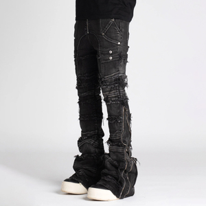 Herren Y2K Patchwork Denim Fransen hose Baggy Ripped <span class=keywords><strong>Jeans</strong></span> im Street Hip Hop Style Atmungsaktiv und lässig für den Sommer - Product Image 2