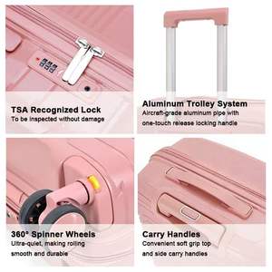 Ensemble de Valises Trolley Rigides et Légères en PP de Haute Qualité, 20-24-28 Pouces, <span class=keywords><strong>Bagage</strong></span> à <span class=keywords><strong>Main</strong></span>, 3 Pièces avec Roues Silencieuses à 360 Degrés - Product Image 2