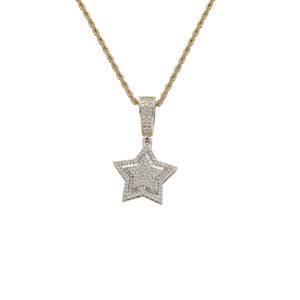 Collar con Colgante de Estrella de Doble Capa, Joyería Hip Hop para Hombre y Mujer, Cadena con Pentagrama Incrustado en Cobre y Circonitas - Product Image 3