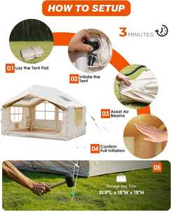 Tente de camping gonflable tentes imperméables et coupe-vent pour quatre saisons Tentes Oxford avec grille et cheminée Fenêtres. - Product Image 5