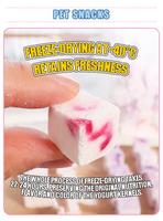 Friandises lyophilisées OEM pour animaux de compagnie : bouchées de yaourt aux fruits 100 % lait frais et vrais fruits – Récompenses saines universelles pour chats et chiens, idéales pour l'entraînement