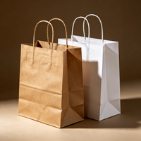 Sac cadeau en papier kraft imprimé sur mesure avec poignées, recyclable, pour les courses, les plats à emporter, les fêtes, vente en gros
