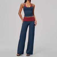 Ensemble de yoga 4 pièces personnalisé avec logo pour l'automne, haut à manches longues à séchage rapide, legging large, tenue de sport et de fitness pour femme