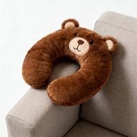 Coussin de Voyage Ergonomique en Mousse à Mémoire de Forme Ultra Doux en Polyester, Forme U, 36x26x10CM, Personnalisable OEM, Motif Ours de Dessin Animé, Idéal pour les Fêtes