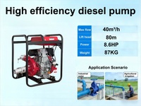 Pompe à eau centrifuge diesel à levage élevé de 8,6 CV, 3 pouces, 40 m³/h, auto-amorçante, haute pression, en fonte, pour l'irrigation agricole