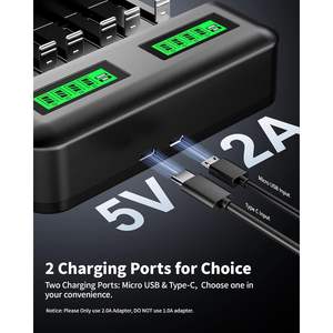 Chargeur de batterie LCD EBL 8 baies, rechargeable, pour piles AA AAA C D Ni-MH, pour appareil photo - Product Image 1