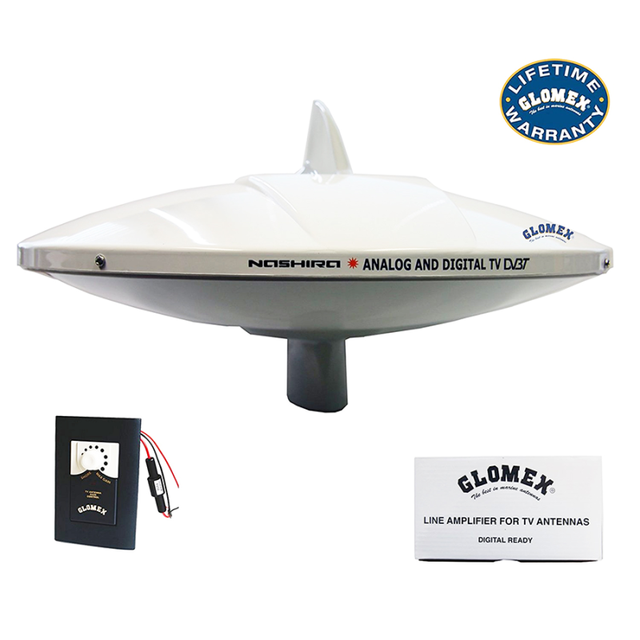 Glomex 9112 AGC Nashira Digital TV Antenna Amplified Indoor/Outdoor 3M Cable Length for HDTV