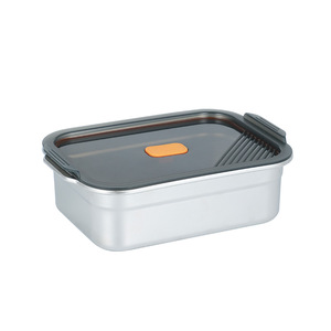 Stainless Steel Rectangular Food Storage <b>Container</b> With Clip On Lid For Travel And Refrigerator Use - Product Image 5