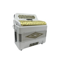 Accordéon diatonique professionnel SEASOUND 34 boutons 12 basses 3 registres JB3412C Corps en bois blanc brillant Boutons grillagés dorés Portable