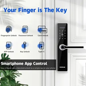 GOODUM Security Digit Electric Electronic Handle Digital Tuya APP Ttlock Fingerprint Smart Door Lock