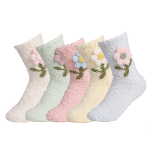 KT-T250251 belle fleur 3D <span class=keywords><strong>jolies</strong></span> filles mode microfibre dormir chaud confortable sol femmes <span class=keywords><strong>chaussettes</strong></span> floues - Product Image 1