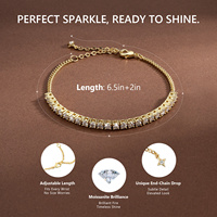 Bracciali Tennis in Moissanite Colore D VVS1 GRA 2.4 Carati, Gioiello Regalo per Matrimonio e Compleanno, Bracciale Regolabile Placcato Oro 14K per Donne