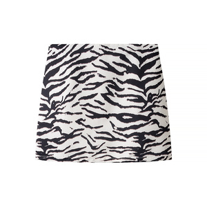 Conjunto de 2 Piezas para Mujer, <span class=keywords><strong>Blusa</strong></span> de Manga Corta <span class=keywords><strong>con</strong></span> Cuello Redondo y Botones en Color Blanco y Negro, <span class=keywords><strong>Falda</strong></span> <span class=keywords><strong>con</strong></span> Estampado <span class=keywords><strong>Animal</strong></span> y Cierre de Cremallera, Estilo Casual - Product Image 4