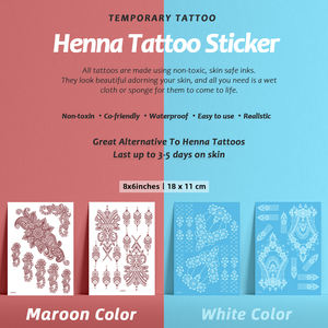 Individuelle Henna-Kunst Tattoo-Aufkleber Kastanienbraun Wasserfest Wassertransfer-Papier Temporäres Finger-Tattoo für Damen - Product Image 2