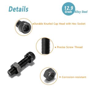 M3 Hex Socket Cap <b>Screws</b> Nuts Kit 400pcs 12.9 Grade Alloy Steel Metric Black <b>Galvanized</b> Construction Use - Product Image 3