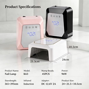 Lampe à ongles UV LED sans fil rechargeable 96W, séchage rapide du vernis gel, portable, professionnelle, pour manucure et pédicure, lumière de salon - Product Image 1