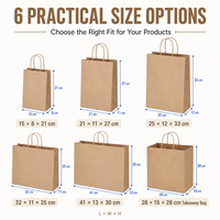 Sacs en papier kraft brun en vrac, sacs en papier vierges avec poignées pour les boutiques de vêtements, emballage cadeau