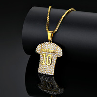Collier pendentif Maradona 10 en acier inoxydable plaqué or, style hip-hop, motif T-shirt européen et américain, Maradona No. 10