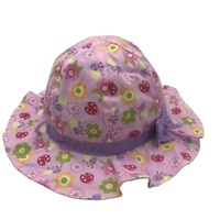 Sombrero de Pescador para Niñas 100% Algodón, Lindo Estampado Floral de Mariquita con Lazo, Transpirable, para Bebés y Niñas Pequeñas, para Verano, Playa, Fiestas al Aire Libre, Protección Solar
