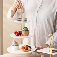 Support à gâteau de mariage multi-étages en céramique blanche simple, 6 pièces, compatible micro-ondes, style européen