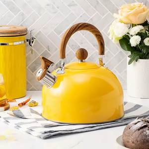 Bouilloire sifflante noire simple de style européen avec poignée en plastique, en acier inoxydable, compatible gaz et induction, et récipient de stockage hermétique - Product Image 3