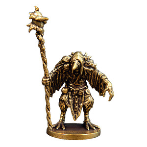 Statue Mystique de Sorcier Oiseau en Laiton, Figurine Vintage Tenant un Écusson, Décoration Mystique de Bureau, Pièce d'Art Unique à Collectionner - Product Image 5