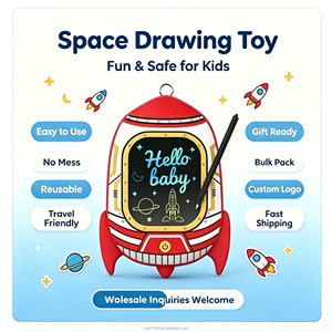 Tablette d'écriture LCD Rocket de 5,5 pouces éco-responsable pour enfants, blocs-notes, piles incluses, cordon anti-perte, portabilité <span class=keywords><strong>facile</strong></span> - Product Image 1