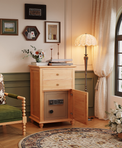 Coffre-fort de luxe en bois massif avec lecteur d'empreintes digitales, armoire de sécurité anti-effraction et ignifuge pour la maison - Product Image 2