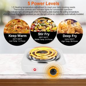Fogão Elétrico Portátil de Placa Única 220V 1000W com Controle de Temperatura, Aquecimento por Resistência, Pequeno Eletrodoméstico de Cozinha Embutido - Product Image 3