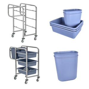 Chariot de cuisine en acier inoxydable pour le ramassage de vaisselle, idéal pour les restaurants, cafés, cantines scolaires, transport de vaisselle et gestion des déchets - Product Image 6