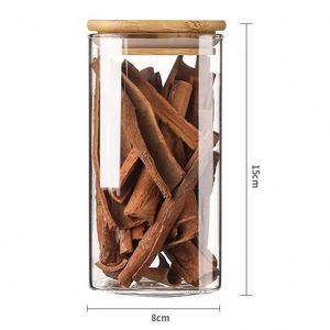 Modern OEM Hand Blown 500ml Square Glass <b>Storage</b> Jar Transparent Kitchen Food Seasoning Jar with Bamboo Lid for Home Party Use - Product Image 4
