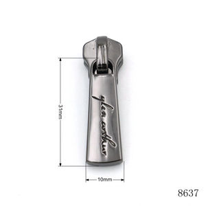 Pièces et accessoires pour sacs, logo de marque personnalisé, tirette de <span class=keywords><strong>fermeture</strong></span> <span class=keywords><strong>éclair</strong></span> en métal, <span class=keywords><strong>curseur</strong></span> de vêtement, tirette de 30 <span class=keywords><strong>mm</strong></span> en métal gris - Product Image 2