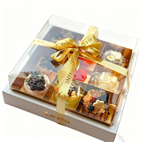 Boîtes d'emballage pour le thé de l'après-midi en vrac, 9 grilles, blanches et brunes, boîtes à pâtisserie, boîtes à cupcakes avec couvercle transparent