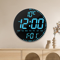 Grande Horloge Murale Numérique Intelligente 3D à LED de 9 Pouces, Réveil de Bureau RGB Néon pour Salon avec Grand Affichage et Radio-Commande