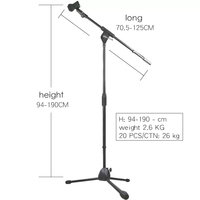 Vente directe d'usine Trépied Microphone Stand Métal Microphone sans fil Supports professionnels