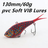 Leurre de pêche VIB souple 130mm 60g, lumineux UV, queue bifurquée, en TPR, pour thon en eau de mer, avec vibration au plomb