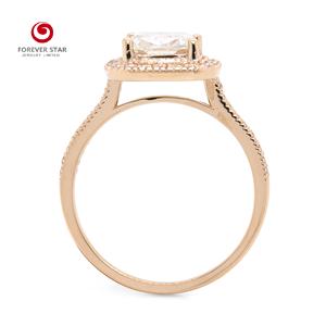 Anelli di Fidanzamento in Oro Rosa 14K con Moissanite Taglio <span class=keywords><strong>Cushion</strong></span> Colore D <span class=keywords><strong>2</strong></span> Carati con <span class=keywords><strong>Halo</strong></span> Produzione all'Ingrosso - Product Image 3