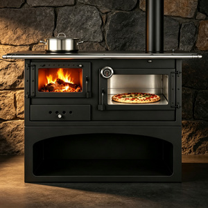 Poêle à <span class=keywords><strong>bois</strong></span> moderne autoportant avec <span class=keywords><strong>four</strong></span> latéral <span class=keywords><strong>et</strong></span> <span class=keywords><strong>plaque</strong></span> de cuisson pour chauffage domestique <span class=keywords><strong>et</strong></span> cuisson, appartement, villa, efficacité 75% - Product Image 1