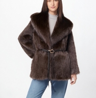 Manteau En Fourrure Véritable Lapin Rex Chinchilla - Femme, Neuf Sans étiquettes