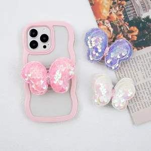 Mobile Phone Accessories A Gifts Luxury Design Phone Socket Factory Wholesale Butterfly Sequin Collapsible Grip Stand Give Gifts