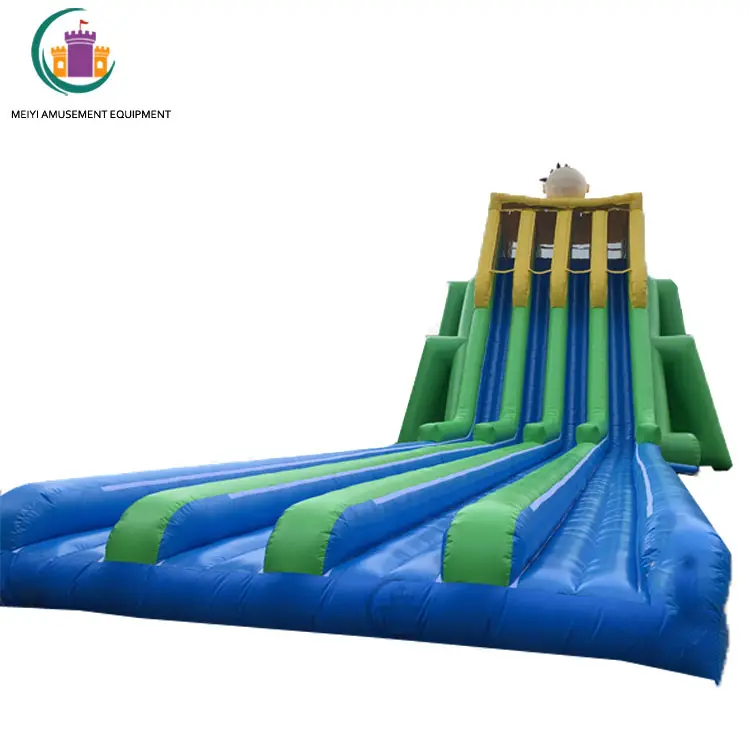 Four Lanes Giant Inflatable Slides Outdoor Adults Inflatable Water Slides Long Slip And Slide