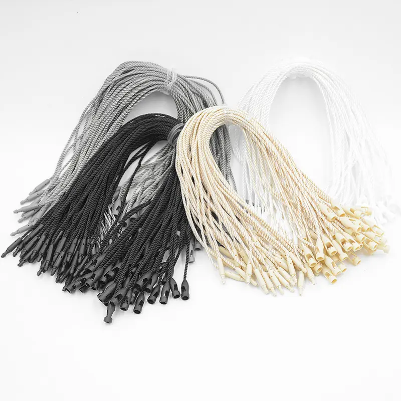 Factory wholesale rope single insert plastic clothing hanging granulesealed hang tag rope string